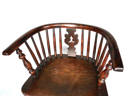 ANTIQUE COUNTRY FURNITURE 19THC YEW ELM WINDSOR LOWBACK CHAIR WITH CRINOLINE STRETCHER YORKSHIRE C184060 - ADDITIONAL PHOTO 3