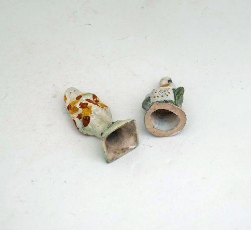 ANTIQUE EARLY POTTERY PAIR OF 18THC PRATT WARE PEARLWARE GLAZED TOY FIGURES ENGLISH C178090 - ADDITIONAL PHOTO 1