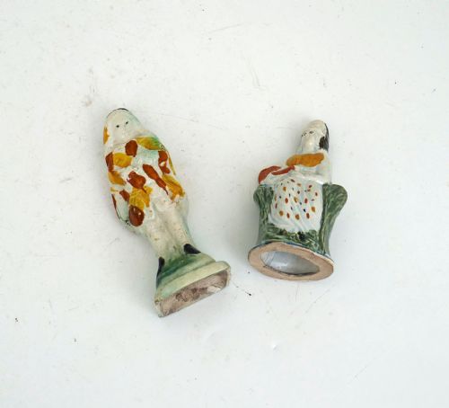 ANTIQUE EARLY POTTERY PAIR OF 18THC PRATT WARE PEARLWARE GLAZED TOY FIGURES ENGLISH C178090 - ADDITIONAL PHOTO 2