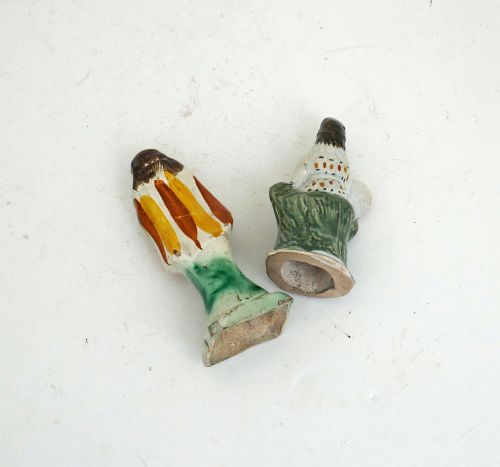 ANTIQUE EARLY POTTERY PAIR OF 18THC PRATT WARE PEARLWARE GLAZED TOY FIGURES ENGLISH C178090 - ADDITIONAL PHOTO 3