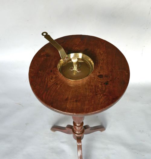 ANTIQUE EARLY OAK COUNTRY FURNITURE 19THC SMALL CANDLESTAND WITH SHAPED LEGS ENGLISH C180020 - ADDITIONAL PHOTO 1