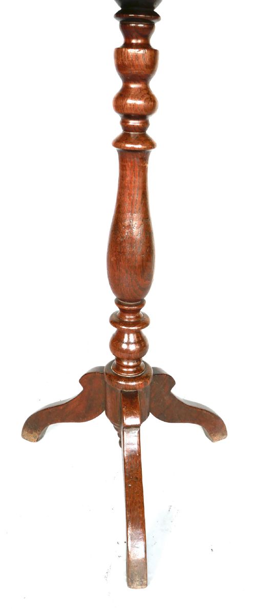 ANTIQUE EARLY OAK COUNTRY FURNITURE 19THC SMALL CANDLESTAND WITH SHAPED LEGS ENGLISH C180020 - ADDITIONAL PHOTO 2