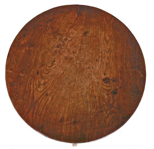 ANTIQUE EARLY OAK COUNTRY FURNITURE 19THC SMALL CANDLESTAND WITH SHAPED LEGS ENGLISH C180020 - ADDITIONAL PHOTO 3