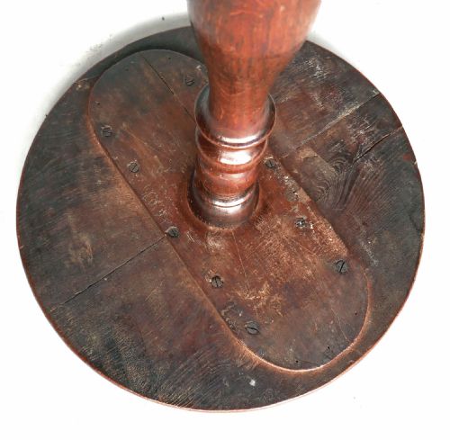 ANTIQUE EARLY OAK COUNTRY FURNITURE 19THC SMALL CANDLESTAND WITH SHAPED LEGS ENGLISH C180020 - ADDITIONAL PHOTO 4