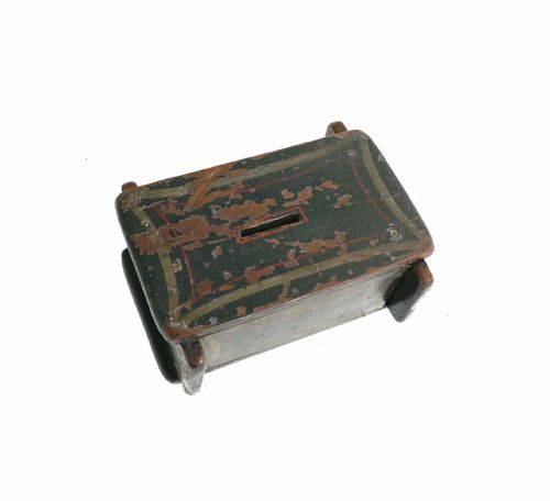 antique early treen 19thc regency painted money box with attractive decoration english c182030 - CATEGORY: ANTIQUE BOXES - DATED 19TH CENTURY