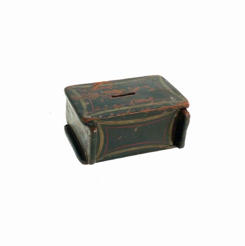 ANTIQUE EARLY TREEN 19THC REGENCY PAINTED MONEY BOX WITH ATTRACTIVE DECORATION ENGLISH C182030 - ADDITIONAL PHOTO 1