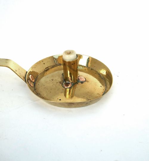 ANTIQUE EARLY METALWARE 17THC 18THC BRASS COPPER CHAMBERSTICK ENGLISH C1680C1700 - ADDITIONAL PHOTO 4