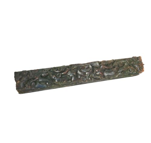 antique early carving 17thc oak drawer front decorated with hunting putti and hounds flemish c166080 - CATEGORY: ANTIQUE MISCELLANEOUS - DATED 17TH CENTURY