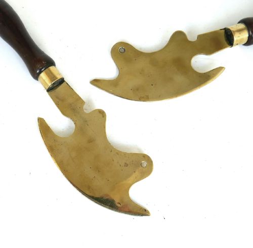 ANTIQUE EARLY METALWARE 19THC PAIR OF BRASS FRUITWOOD HERB CHOPPERS ENGLISH C187090 - ADDITIONAL PHOTO 1