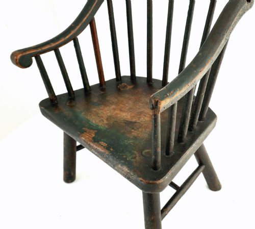 ANTIQUE EARLY COUNTRY PAINTED FURNITURE 18THC ASH BEECH CHILD'S CHAIR ENGLISH C177090 - ADDITIONAL PHOTO 4