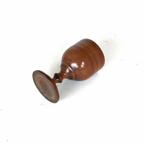 ANTIQUE EARLY TREEN 19THC FRUITWOOD TURNED DRINKING GOBLET ENGLISH C182040 - ADDITIONAL PHOTO 3