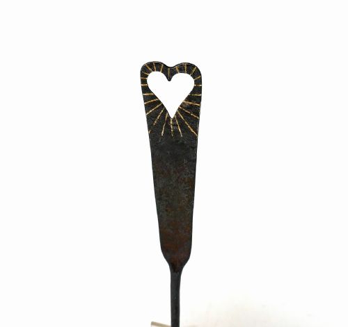 ANTIQUE EARLY METALWARE 18THC BRASS IRON COUNTRY HOUSE KITCHEN SKIMMER WITH BRASS INLAY ENGLISH C177090 - ADDITIONAL PHOTO 2