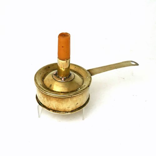 ANTIQUE EARLY METALWARE 18THC BRASS TINDERBOX AND CANDLE HOLDER ENGLISH DUTCH C171020 - ADDITIONAL PHOTO 4