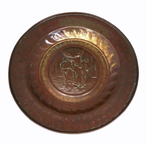 antique early metalware 16thc brass adam eve alms dish german c155070 - CATEGORY: ANTIQUE METAL - DATED 16TH CENTURY