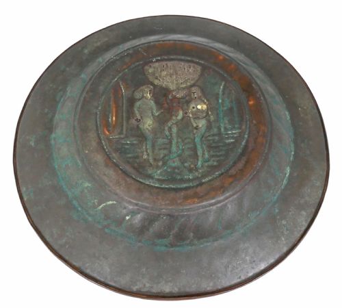 ANTIQUE EARLY METALWARE 16THC BRASS ADAM EVE ALMS DISH GERMAN C155070 - ADDITIONAL PHOTO 2