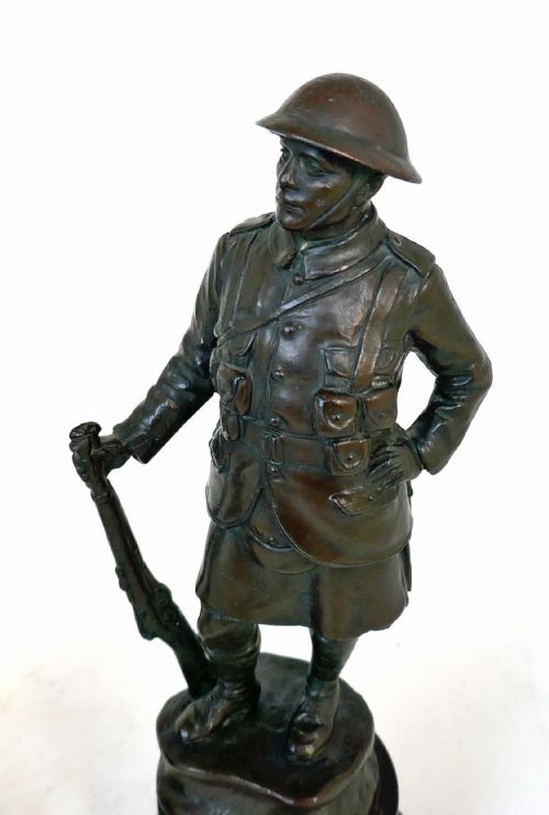ANTIQUE METALWARE SPELTER TWO 20THC FIRST WORLD WAR SCOTTISH ENGLISH SOLDIER STATUES ENGLISH C191418 - ADDITIONAL PHOTO 5