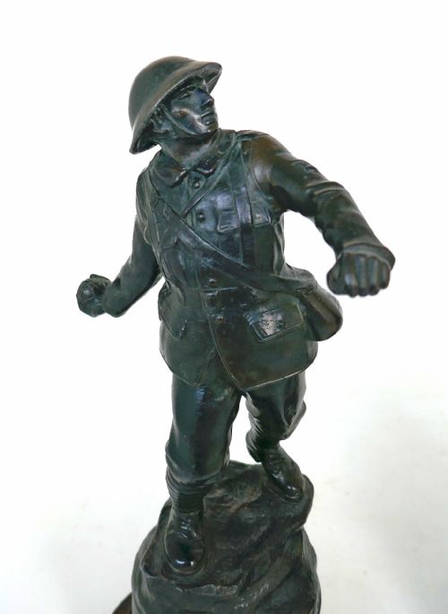 ANTIQUE METALWARE SPELTER TWO 20THC FIRST WORLD WAR SCOTTISH ENGLISH SOLDIER STATUES ENGLISH C191418 - ADDITIONAL PHOTO 6