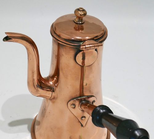 ANTIQUE EARLY METALWARE MID 18THC COPPER COFFEE POT WITH SIDE HANDLED ENGLISH C176080 - ADDITIONAL PHOTO 3