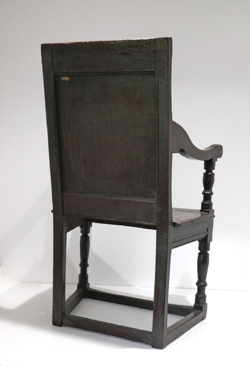 ANTIQUE EARLY OAK FURNITURE 17THC CHARLES 1 JOINED WAINSCOT ARMCHAIR ENGLISH C162040 - ADDITIONAL PHOTO 2