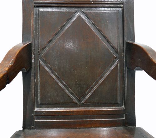 ANTIQUE EARLY OAK FURNITURE 17THC CHARLES 1 JOINED WAINSCOT ARMCHAIR ENGLISH C162040 - ADDITIONAL PHOTO 3