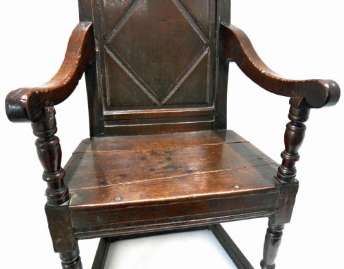 ANTIQUE EARLY OAK FURNITURE 17THC CHARLES 1 JOINED WAINSCOT ARMCHAIR ENGLISH C162040 - ADDITIONAL PHOTO 4