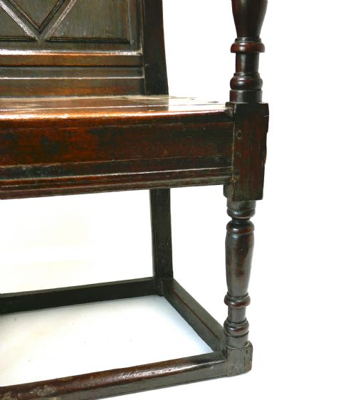 ANTIQUE EARLY OAK FURNITURE 17THC CHARLES 1 JOINED WAINSCOT ARMCHAIR ENGLISH C162040 - ADDITIONAL PHOTO 6
