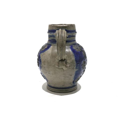 ANTIQUE 17THC POTTERY SALT GLAZED STONEWARE WESTERWALD JUG WITH FLOWER DECORATION GERMAN - ADDITIONAL PHOTO 2
