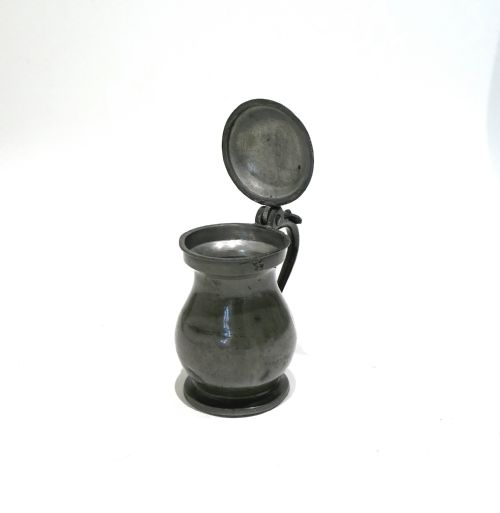 ANTIQUE EARLY METALWARE 19THC PEWTER IMPERIAL HALF PINT LIDDED MEASURE GLASGOW C184050 - ADDITIONAL PHOTO 1