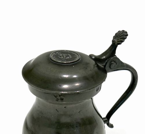 ANTIQUE EARLY METALWARE 19THC PEWTER IMPERIAL HALF PINT LIDDED MEASURE GLASGOW C184050 - ADDITIONAL PHOTO 3
