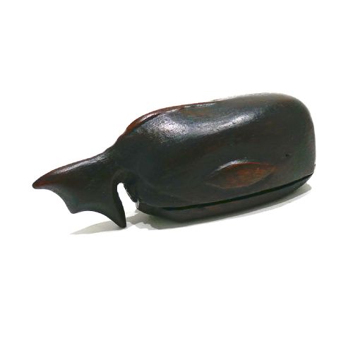 ANTIQUE EARLY TREEN 17THC SAILORS SNUFF BOX IN THE FORM OF A SPERM WHALE DATED 1659 - ADDITIONAL PHOTO 3