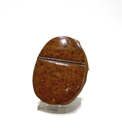 antique early treen 19thc burr ash root snuff box with collectors label scottish c182040 - CATEGORY: ANTIQUE BOXES - DATED 19TH CENTURY