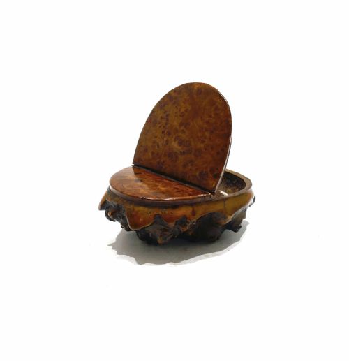 ANTIQUE EARLY TREEN 19THC BURR ASH ROOT SNUFF BOX WITH COLLECTORS LABEL SCOTTISH C182040 - ADDITIONAL PHOTO 2