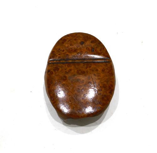 ANTIQUE EARLY TREEN 19THC BURR ASH ROOT SNUFF BOX WITH COLLECTORS LABEL SCOTTISH C182040 - ADDITIONAL PHOTO 4