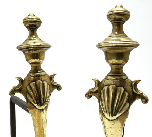 ANTIQUE EARLY METALWARE 18THC BRASS UPRIGHTS BALL CLAW ANDIRONS ENGLISH C174050 - ADDITIONAL PHOTO 1