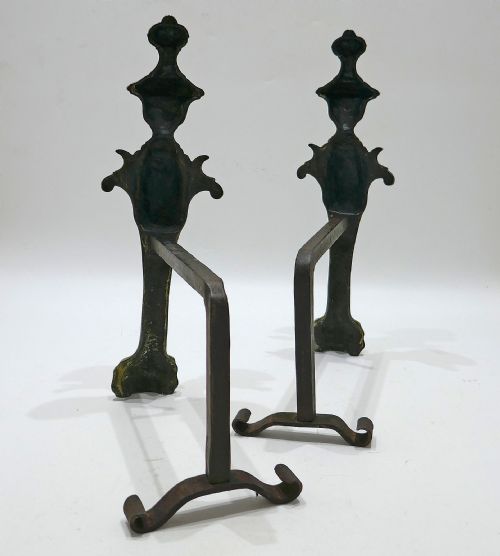 ANTIQUE EARLY METALWARE 18THC BRASS UPRIGHTS BALL CLAW ANDIRONS ENGLISH C174050 - ADDITIONAL PHOTO 3