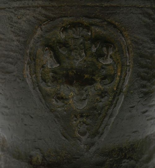 ANTIQUE EARLY METALWARE 17THC BRONZE SUFFOLK MORTAR STRUCK WITH INVERTED TEARDROP C167090 - ADDITIONAL PHOTO 3