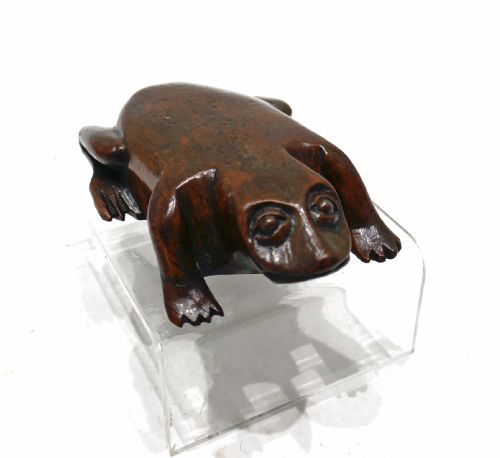 antique early treen 19thc fruitwood toad snuff box english c182040 - CATEGORY: ANTIQUE BOXES - DATED 19TH CENTURY