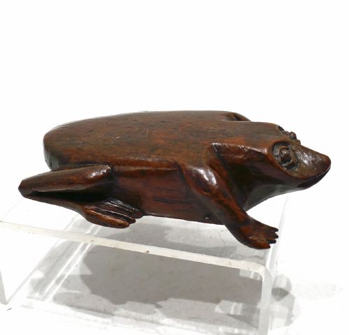 ANTIQUE EARLY TREEN 19THC FRUITWOOD TOAD SNUFF BOX ENGLISH C182040 - ADDITIONAL PHOTO 1