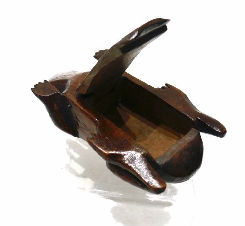 ANTIQUE EARLY TREEN 19THC FRUITWOOD TOAD SNUFF BOX ENGLISH C182040 - ADDITIONAL PHOTO 2