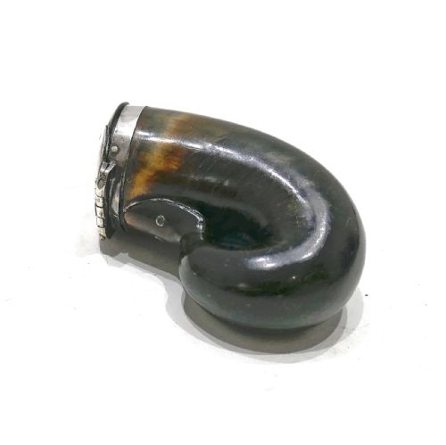 ANTIQUE COLLECTABLES 19THC RAMS HORN SNUFF MULL WITH SILVER MOUNTS ENGRAVED DB 1812 - ADDITIONAL PHOTO 1