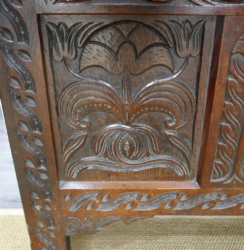 ANTIQUE FURNITURE EARLY 17THC PERIOD OAK JOINED PANELLED CARVED COFFER ENGLISH C162040 - ADDITIONAL PHOTO 8