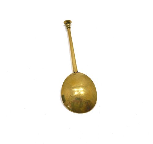 ANTIQUE METALWARE 17THC BRASS SINGLE SEAL TOP SPOON WITH MAKERS MARK PE ENGLISH C162040 - ADDITIONAL PHOTO 1