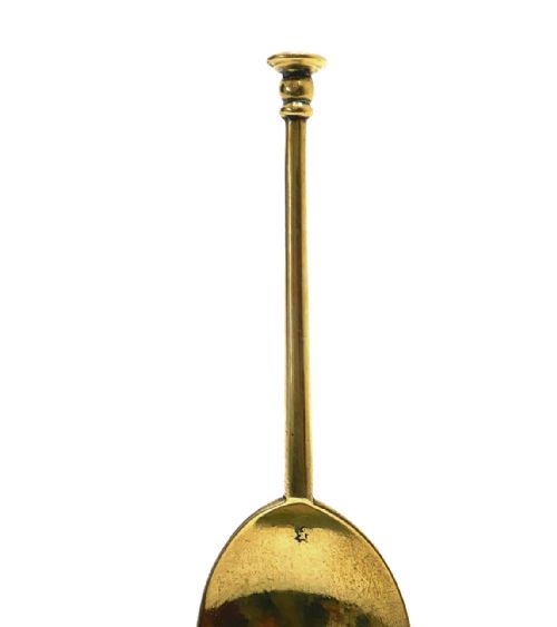 ANTIQUE METALWARE 17THC BRASS SINGLE SEAL TOP SPOON WITH MAKERS MARK PE ENGLISH C162040 - ADDITIONAL PHOTO 2