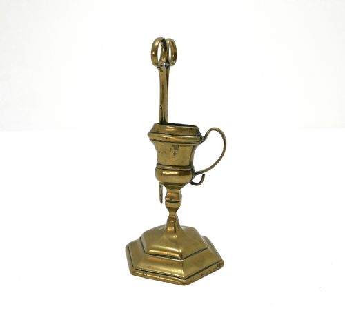 ANTIQUE EARLY METALWARE QUEEN ANNE BRASS CANDLE SNUFFER STAND ENGLISH C171014 - ADDITIONAL PHOTO 2
