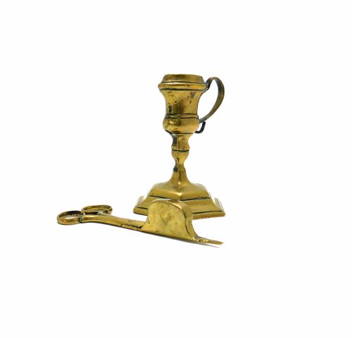 ANTIQUE EARLY METALWARE QUEEN ANNE BRASS CANDLE SNUFFER STAND ENGLISH C171014 - ADDITIONAL PHOTO 3