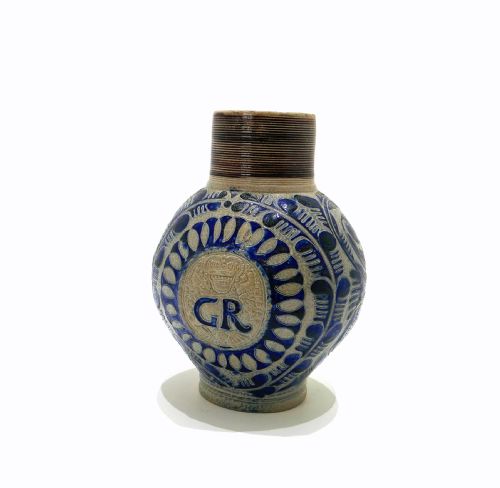 antique early 18thc gr westerwald salt glazed stoneware wine jug german c171420 - CATEGORY: ANTIQUE JUGS - DATED 18TH CENTURY