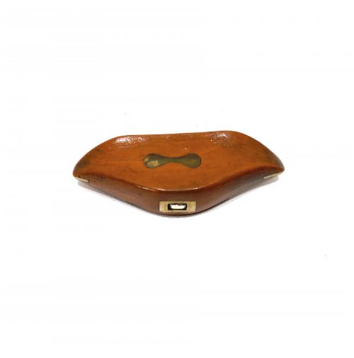 ANTIQUE EARLY TREEN FRUITWOOD SHUTTLE SNUFF BOX WITH BONE INLAY ENGLISH C184060 - ADDITIONAL PHOTO 1