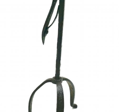 ANTIQUE METALWARE EARLY LIGHTING 18THC W IRON SPRING ACTION TRIPOD BASE RUSHLIGHT HOLDER WELSH C177090 - ADDITIONAL PHOTO 4