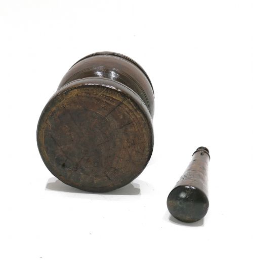 ANTIQUE EARLY TREEN KITCHENALIA 17THC FRUITWOOD PESTLE MORTAR ENGLISH C166080 - ADDITIONAL PHOTO 3