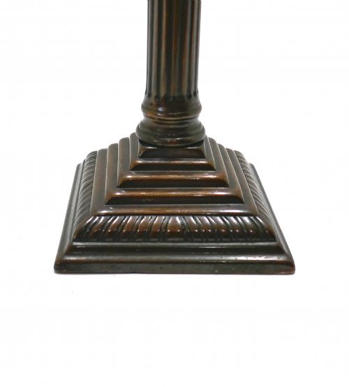 ANTIQUE EARLY LIGHTING 18THC SINGLE BRASS CORINTHIAN PATINATED CANDLESTICK ENGLISH C176080 - ADDITIONAL PHOTO 1